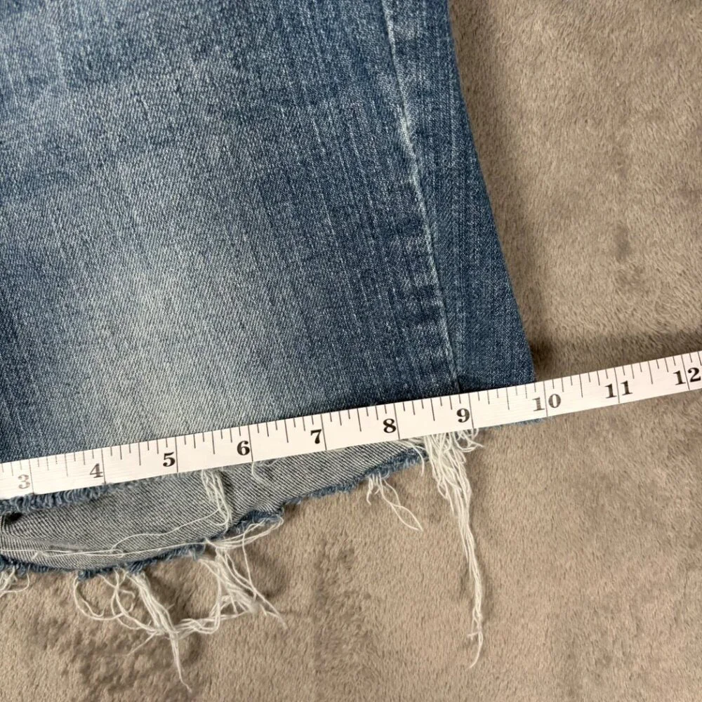 Ariya Cut-Off Shorts Juniors 9/10 Blue Dark Frayed Hem Embroidered Pockets Y2K - Picture 5 of 6